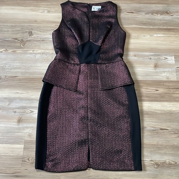Yoana Baraschi Purple Rain Peplum Cocktail Dress Size 4 Metallic Luxury Designer - Picture 5 of 15